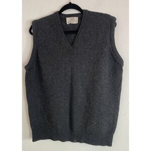 Lord Jeff 100% Virgin Wool Sweater Vest Gray USA Size L VTG /defect)